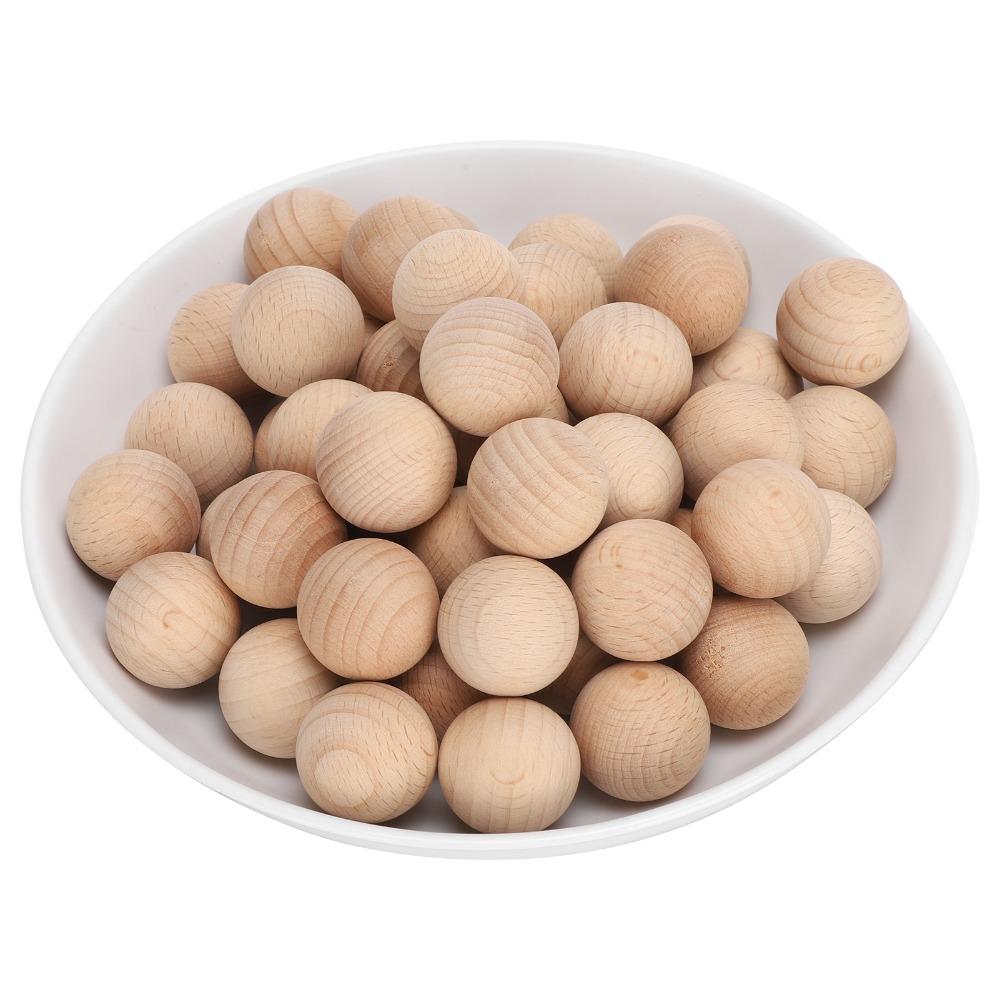 50PCS Beech Unfinished Wood Balls Easy to Paint Craft Wooden Balls Wooden Round Balls  Art Projects