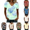 Women V Neck Short Sleeve Floral Print T Shirt Casual Loose Fit Lightweight Soft Fabric Summer Top for Daily Wear