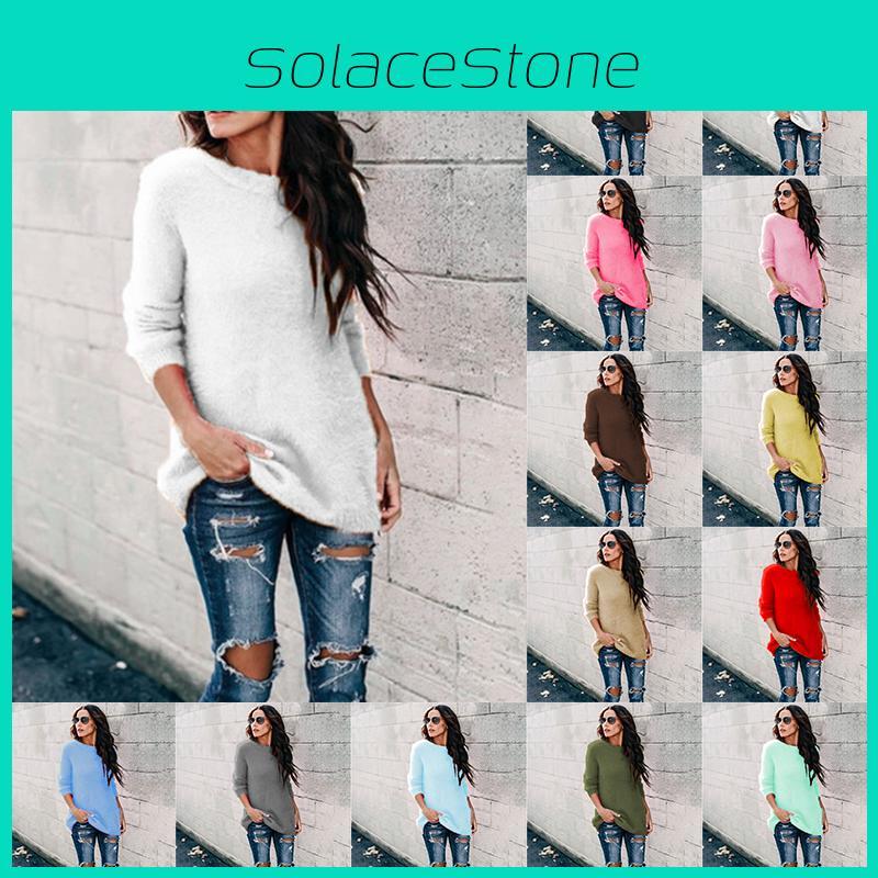 Women's Arctic Velvet Sweater Coat Cozy Crew Neck Pullover Blouse Ideal For Fall Winter