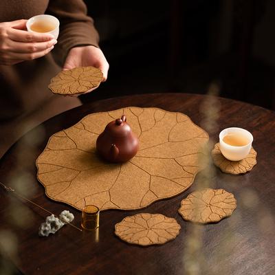 New Chinese Cotton and Linen Lotus Leaf Coaster Coaster Home Kitchen Insulation Mat Storage Mat Tea Mat
