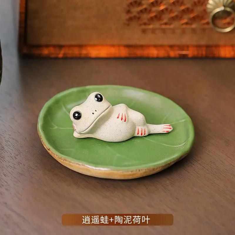 Ceramic Frog Shape Tea Pets Chinese Kung Fu Tea Desktop Decorations Ornaments Zen Lotus Teaware Ceremony Accessories