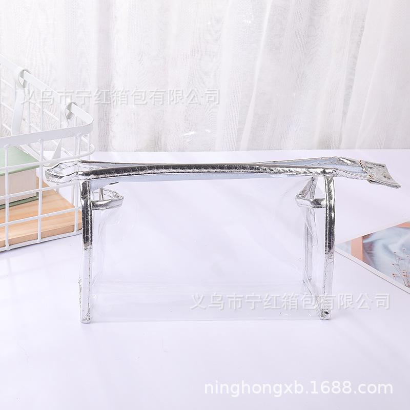 Bolsa Transparente Impermeável de PVC Bolsa de Maquilhagem Bolsa de Mão para Artigos de Higiene Pessoal Bolsa de Armazenamento de Grande Capacidade da Moda
