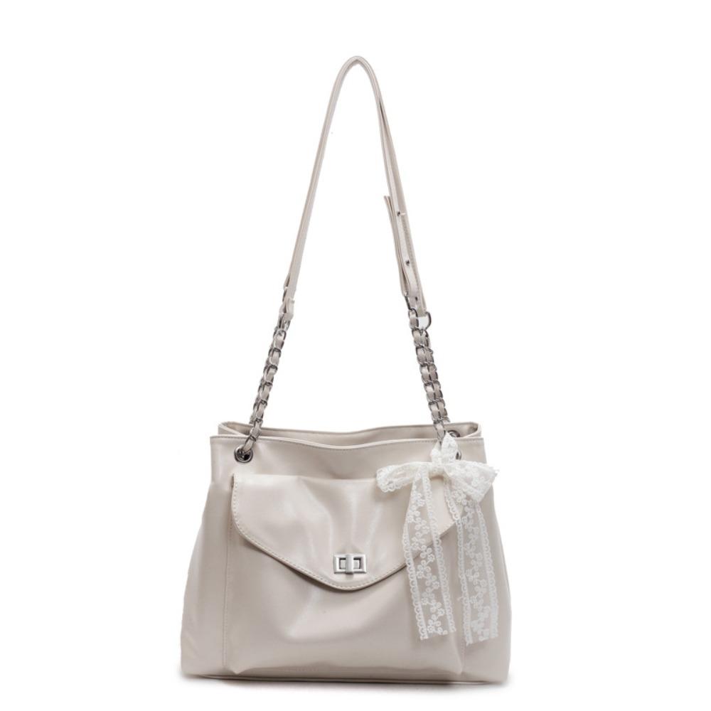 

Solid Color Ballet Style Armpit Bag Minimalist Commuting Shoulder Bag Soft Leather Tote Bag Women белый