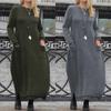 Women's Autumn and Winter Warm Fleece Long Sleeve Lace Sweater Dress Casual Pocket Dress