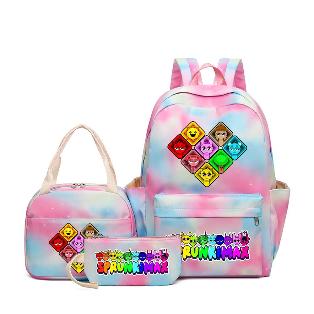 Popular Sprunki Rhythm Box Cartoon Elementary School Bag Children's Backpack Backpack Three-piece Set