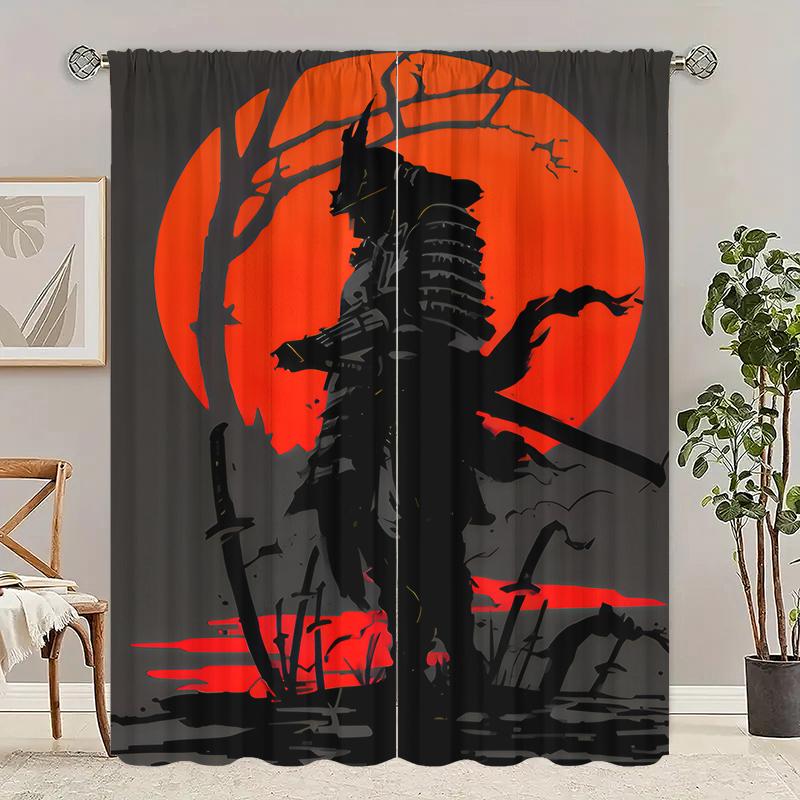2pcs- Dusk Warrior Polyester Curtains, Pole bag curtains 42*84, bedroom, living room, home room decoration