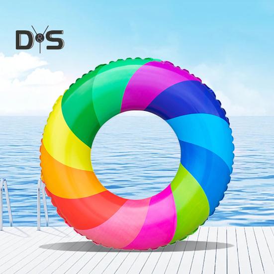 Anti-leak Kids Swimming Ring Smooth Fun Inflatable Rainbow Swimming Ring