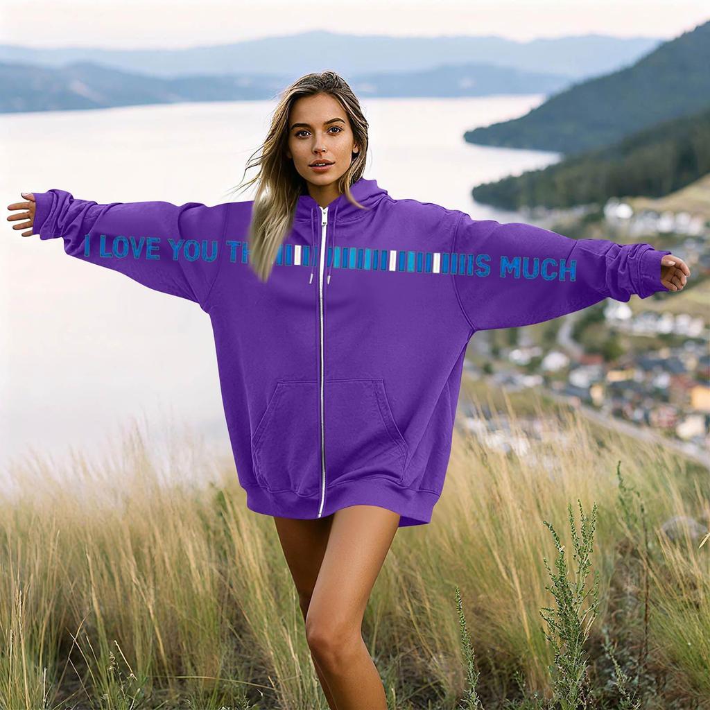 Damen- und Herren-Unisex-Mode, lässiger Langarm-Kapuzenmantel mit Rundhalsausschnitt und Aufdruck