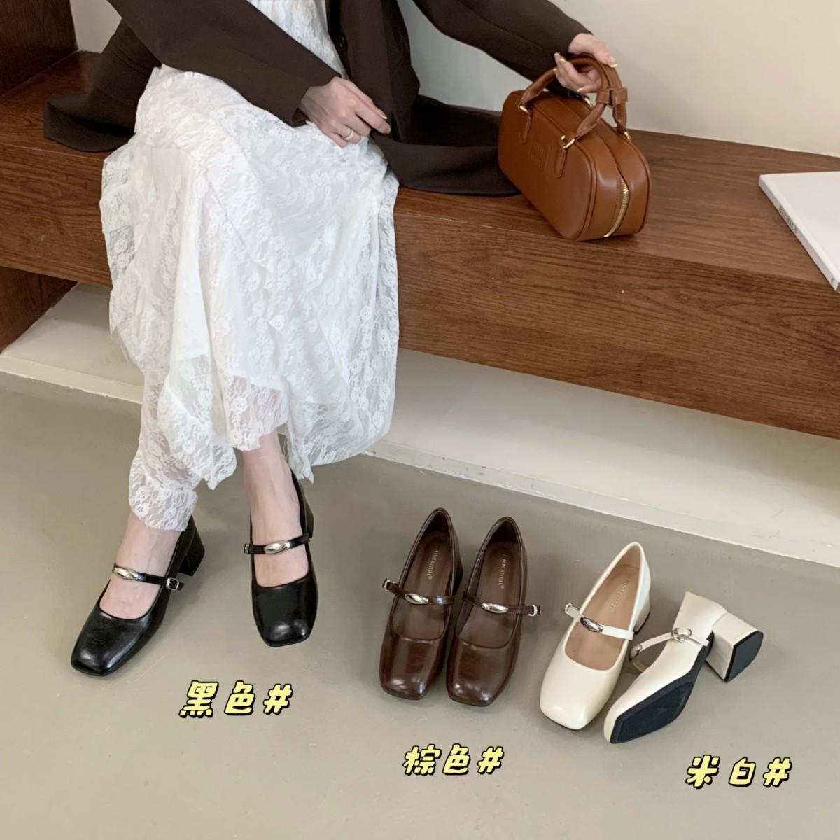 

2025 new round head with round head thick middle heel color matching versatile OL single shoes fashion commuter work women s single shoes 39 бежевий
