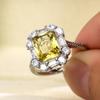 Brilliant Yellow CZ Rings for Women Gorgeous Anniversary Gift for Female Delicate Lady Luxury Accessories Party Jewelry