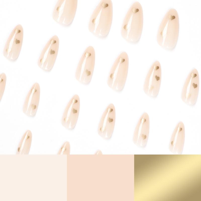 24 Pieces Wear Nail Piece Simple French Nude Love Nail Sticker Removable Nail Piece Nail Art Nail Piece Nail Patch