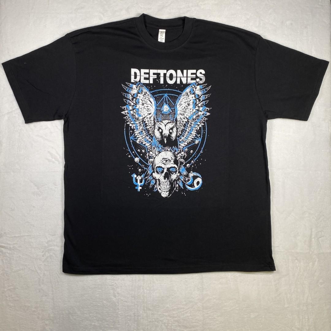 Deftones Mens Graphic Black Size 2XL North America Tour 2025 Eagle Skull Unisex T-Shirt XXL