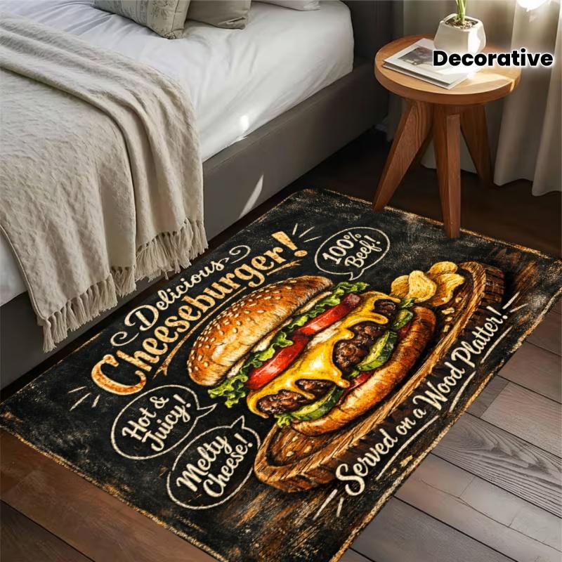 Delicious Pepperoni Pizza Print Door Mat Non-Slip Kitchen Indoor Entry Decor Floor Rug