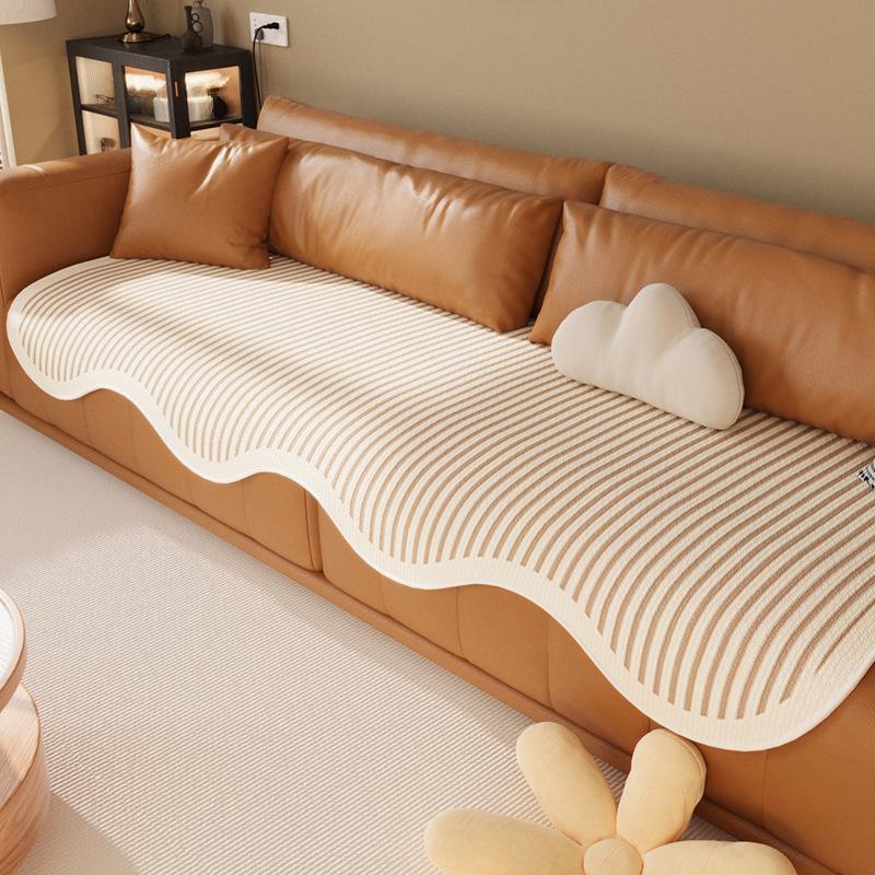 Summer Ice Silk Irregular Sofa Cushion Living Room Straight Row Sofa Cover Towel Non-Slip Anti-Scratching Seat Cushion for Summer