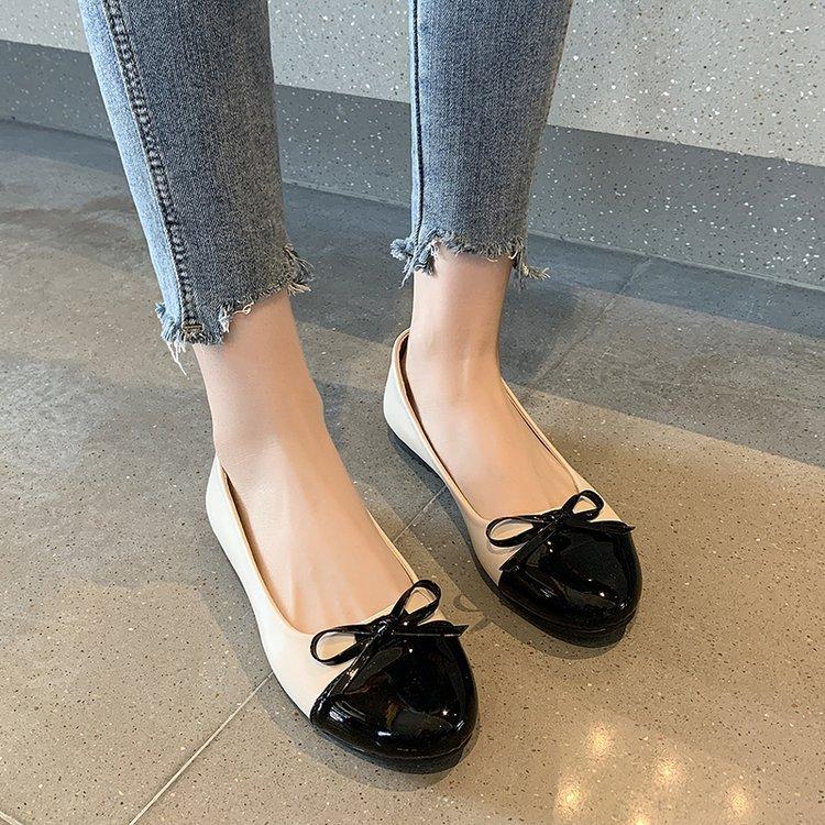 Spring Fashion Round Toe Flat Shoes Casual Leather Shoes Plus Size Women's Casual Bow Tie Women's Singles Shoes