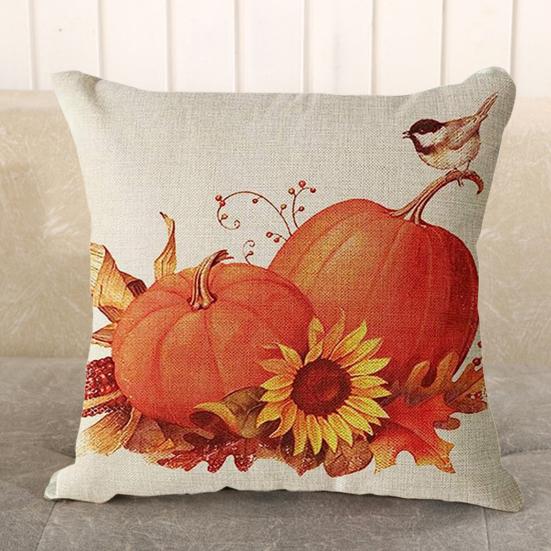 Thanksgiving Day Pillowcase Pumpkin Sunflower Pillow Bird Print Pillow Cover with Hidden Zipper Rustic Farmhouse Fall Couch Decor Cushion Case