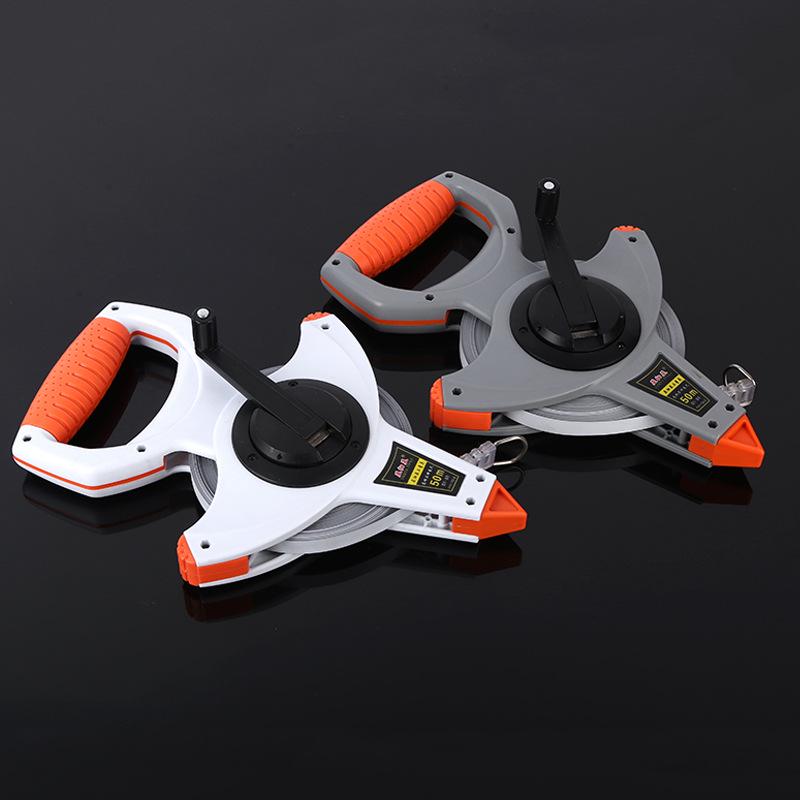 50m Handheld Nylon & Stainless Steel Fiber Tape Measure Ruler
