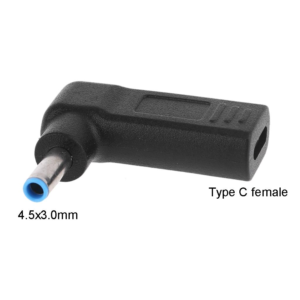 Type-C Female To 4.5x3.0mm Male Plug Adapter 90° Angle DC Power Converter Fit for HP for Envy Elitebook 820 G3 820 G