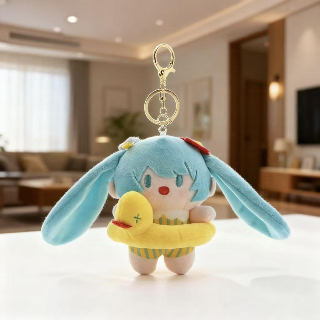 New Cute Cute Swim Ring Hatsune Miku Pendant Plush Toy Doll Bag Keychain Doll Birthday Gift Couple Pendant