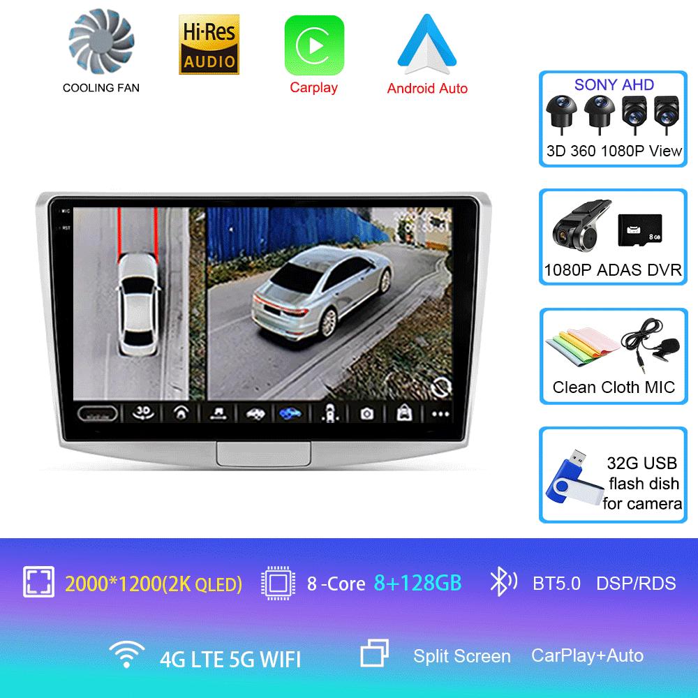 Radio auto Android 14 Carplay pentru Volkswagen VW Passat B6 B7 B8 CC 2007-2021, navigație GPS, player multimedia, WiFi + 4G stereo, BT