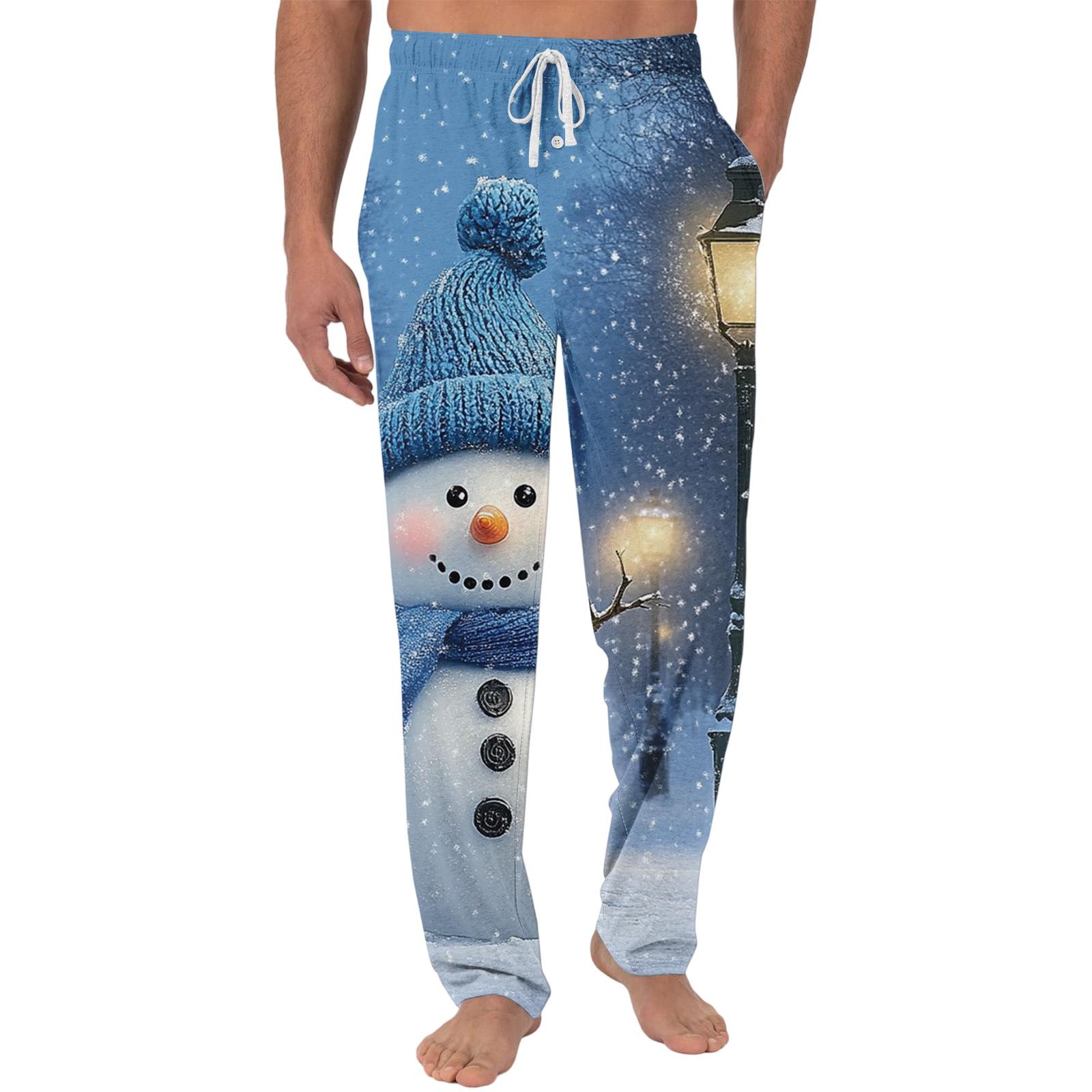 

Мужские рождественские брюки с карманом и для сна | Мягкая хлопковая смесь, эластичная талия XL синий