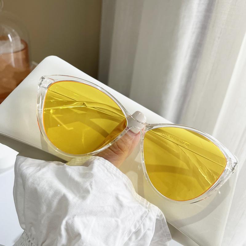 Retro Hottie Black Cat-Eye Sunglasses, Women'S Square Round, Big Face, Thin, Myopia, High-End Sunglasses