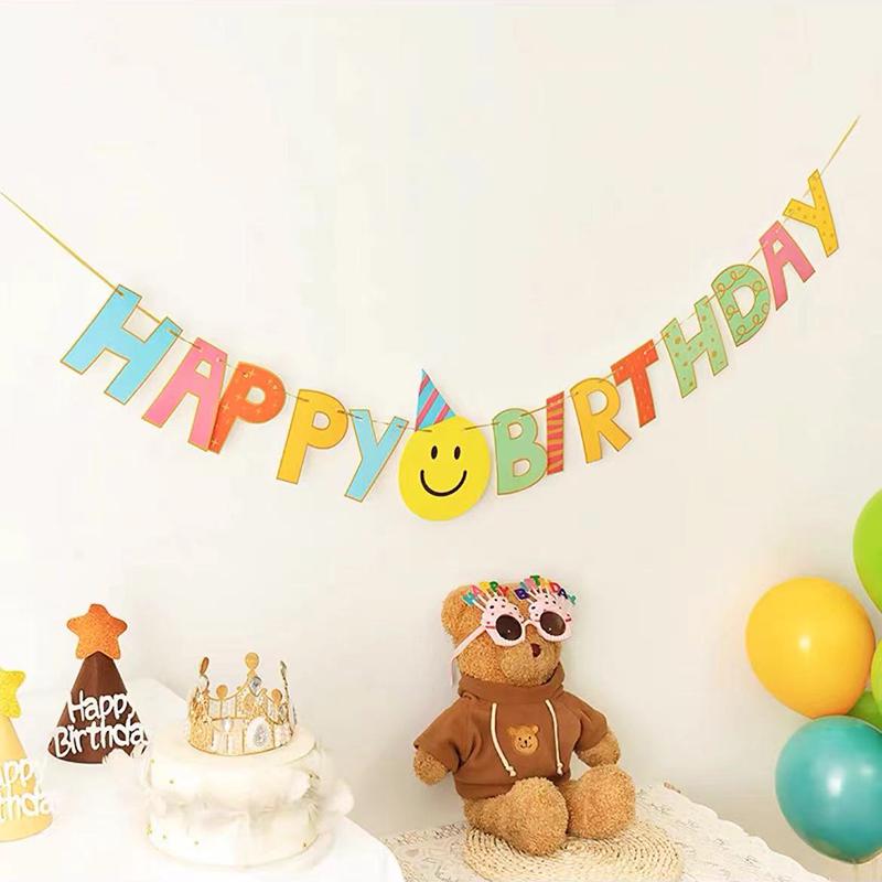 Birthday Pull Flag Banner for Baby Party Decorations - Boy & Girl Pennant