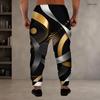 Men S Plus Size Geometric Printed Jogger Pants Black Gold Silver Drawstring Waist Side Pockets Cuffed Ankle