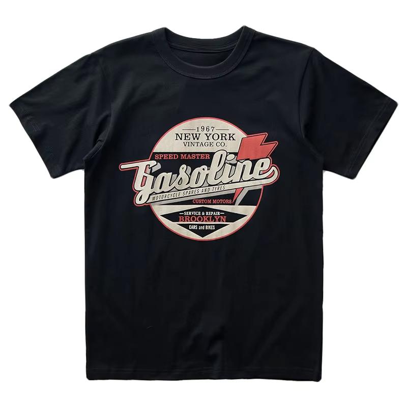 

Лето 2025 Винтажный принт мотоцикла Мотоциклетная гоночная одежда Свитшокер Мужская футболка Мужская и женская Велосипедная повседневная футболка S