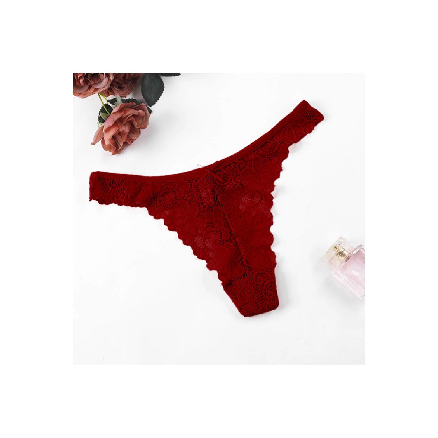 

Masara Model Lacy Soft Fabric String Thong Red Color M бордовий
