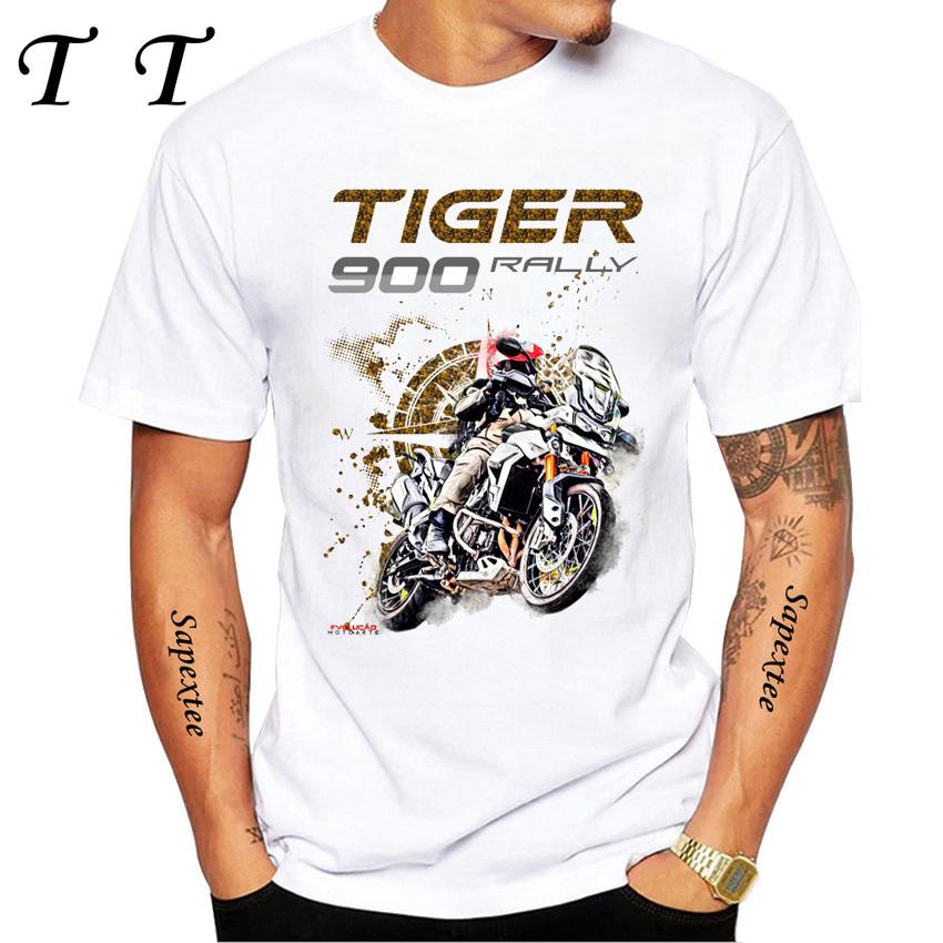 

Tiger 800 900 1200 Moto Riding T-Shirt New Summer Men Short Sleeve Motorcycle Sport Print White Shirt Casual Boy Rider Tees S