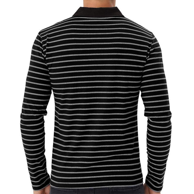 Men's high-end golf striped polo shirt t-shirt men's lapel Paul shirt long sleeve tops