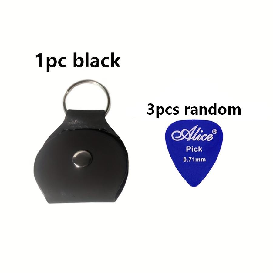 PU Leather Guitar Pick Storage Bag with 3 Random Picks Portable Pick Holder Organizer Pouch for Guitarists Bassists Brown JXB