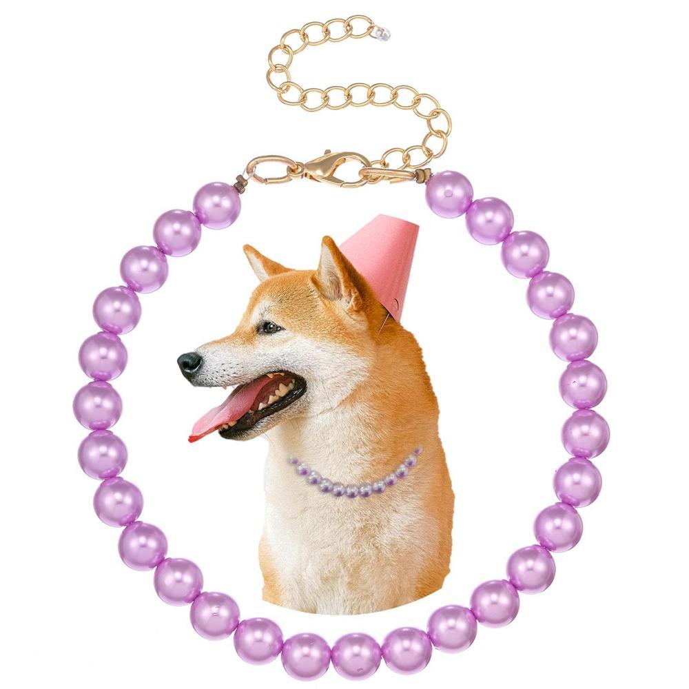 Acrylic Dog Collar Necklace Sparkling Pet Pearl Necklace Elegant Pet Neck Straps  Pet Supplies