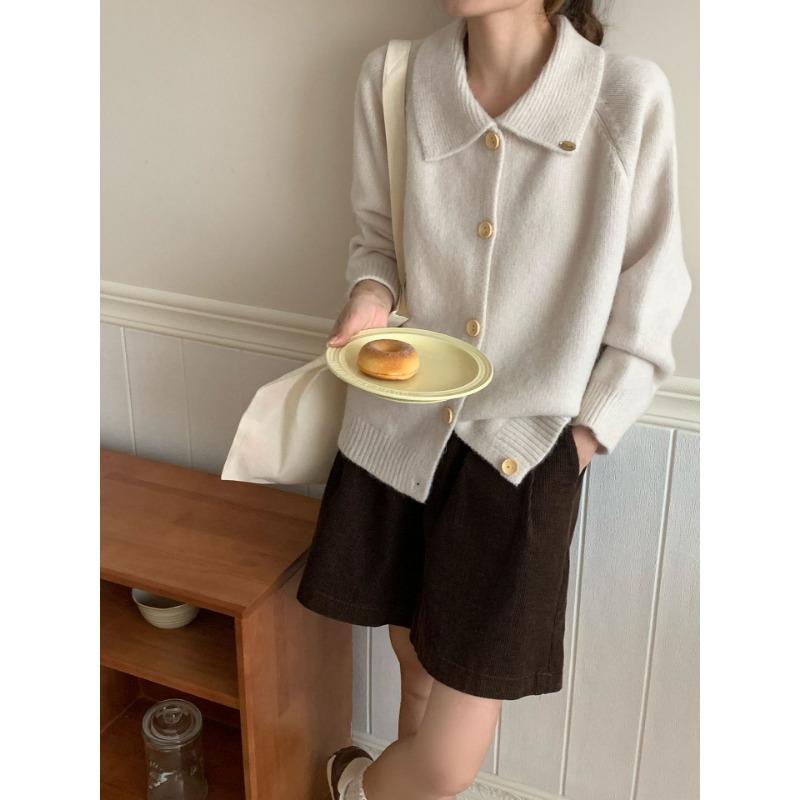 Knitted cardigan women's clothing autumn and winter new lapel loose single-breasted casual versatile sweater jacket women