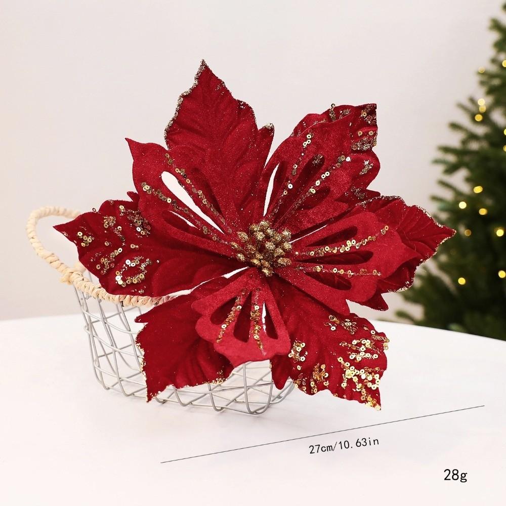 DIY Decoration Fake Flower Fabric Plastic Xmas Tree Decorations  Christmas Gift