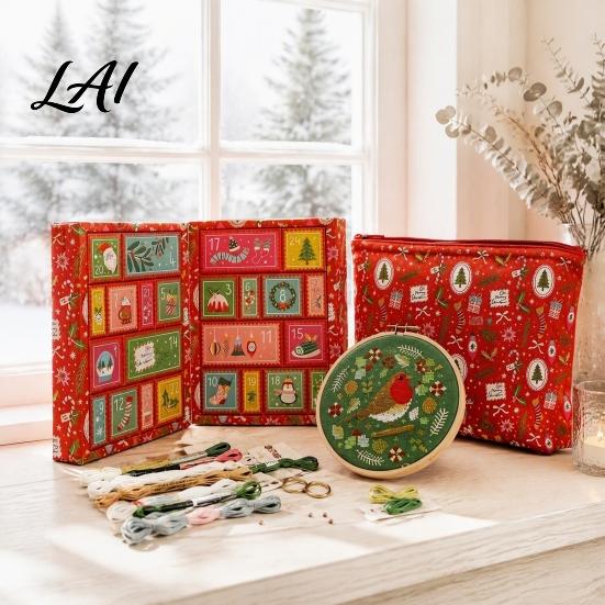 Decorative Holiday Stitch Advent Christmas Cross Crafting Tools Calendar, 24 Days Countdown Calendar Embroidery