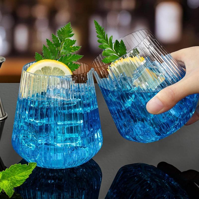 Plastic Ribbed Wine Glass Cocktail Glass Shatterproof Transparent Beverage Cup for Weddings Gatherings and Events