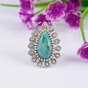 Natürlicher Türkisring, Navajo-Ring, 925er Sterling-Silber-Ring, Tropfen-Boho-Ring, Geschenk für Ehefrau, Handgefertigter Geburtssteinring