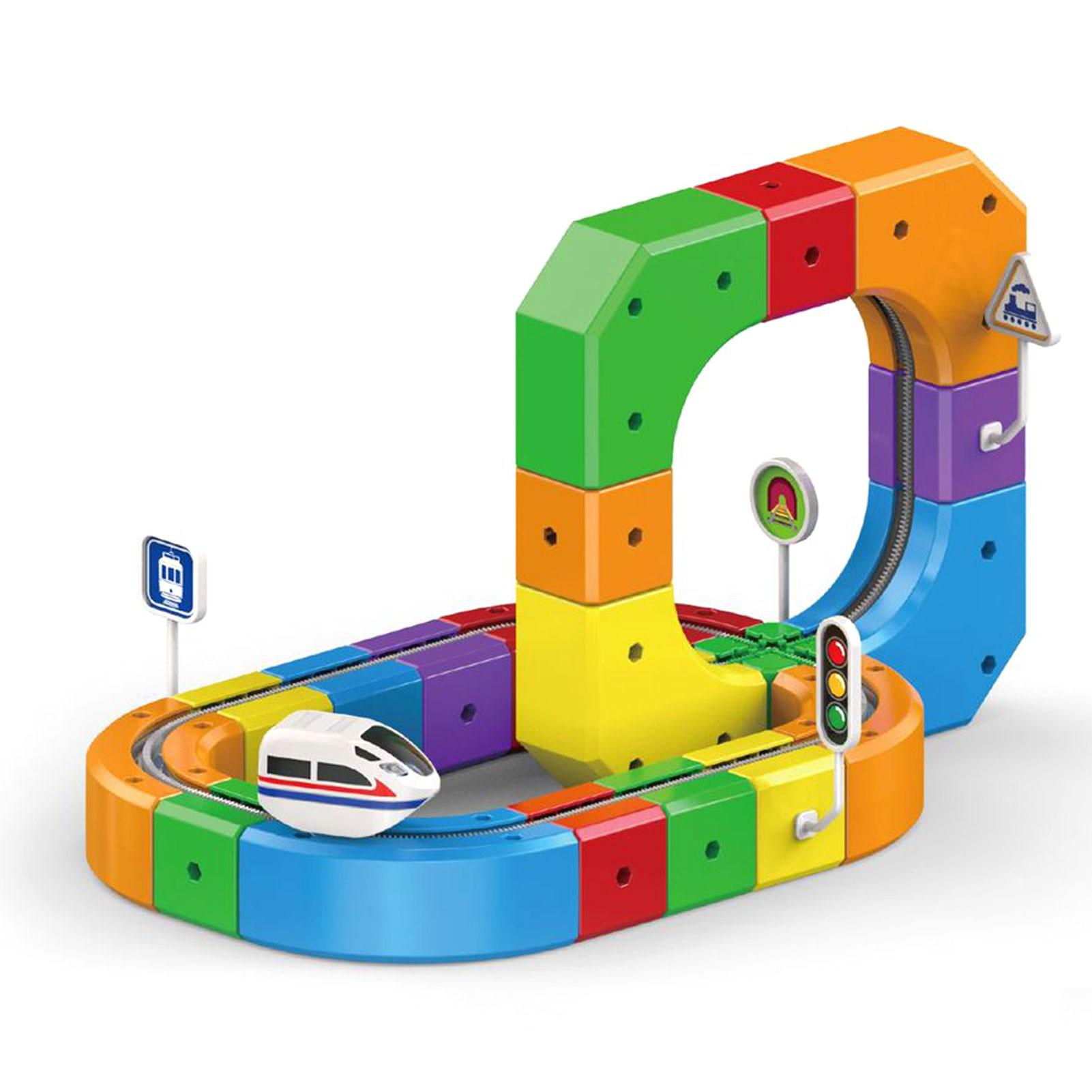 

Electric Trains Set,DIY Smart Puzzle Trains Toy For Children,Advanced Modulars 3D Clip-Fit System For Toddlers 3-5 Building Toy