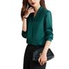 Women's V-Neck Chiffon Satin Shirt - High-End, Long-Sleeve, Anti-Wrinkle, Perfect for Spring and Autumn.