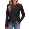 Fashionable Women's Long-sleeved Round Neck Casual  Pleated Loose Top