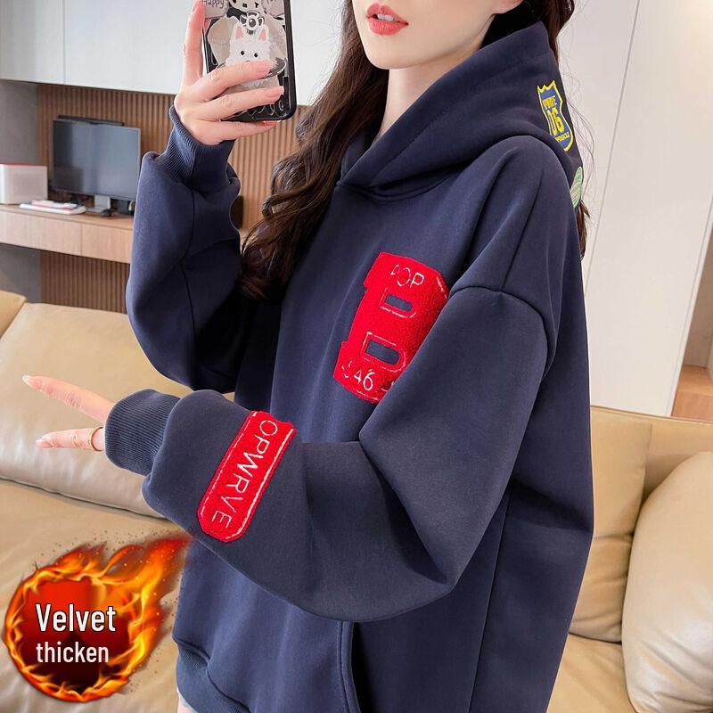 La Chapelle Relaxed Fit Fleece-Lined Hoodie with Embroidery