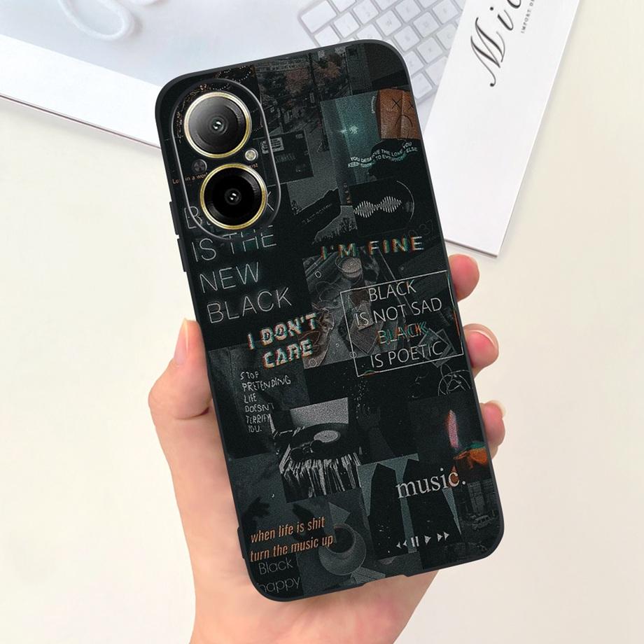 Hülle Für Oppo Realme C67 4G RMX389 Handyhüllen Schwarze Katze Mondnacht Weiches Silikon Stoßfeste Rückabdeckung Für RealmeC67 4G Funda