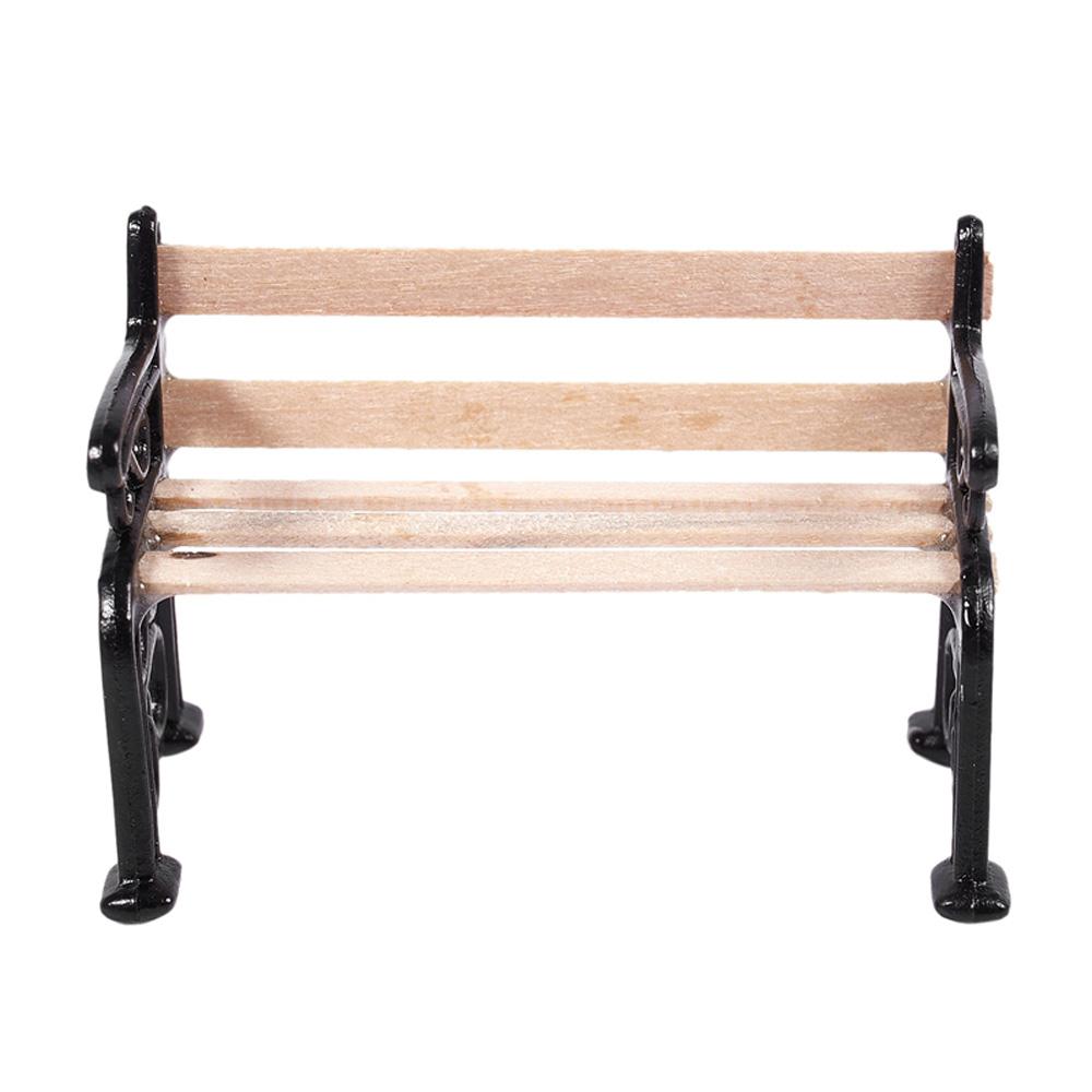 Home Decor Wooden Park Bench Miniature Figurine Dollhouse Ornament Micro Landscape Micro Landscape