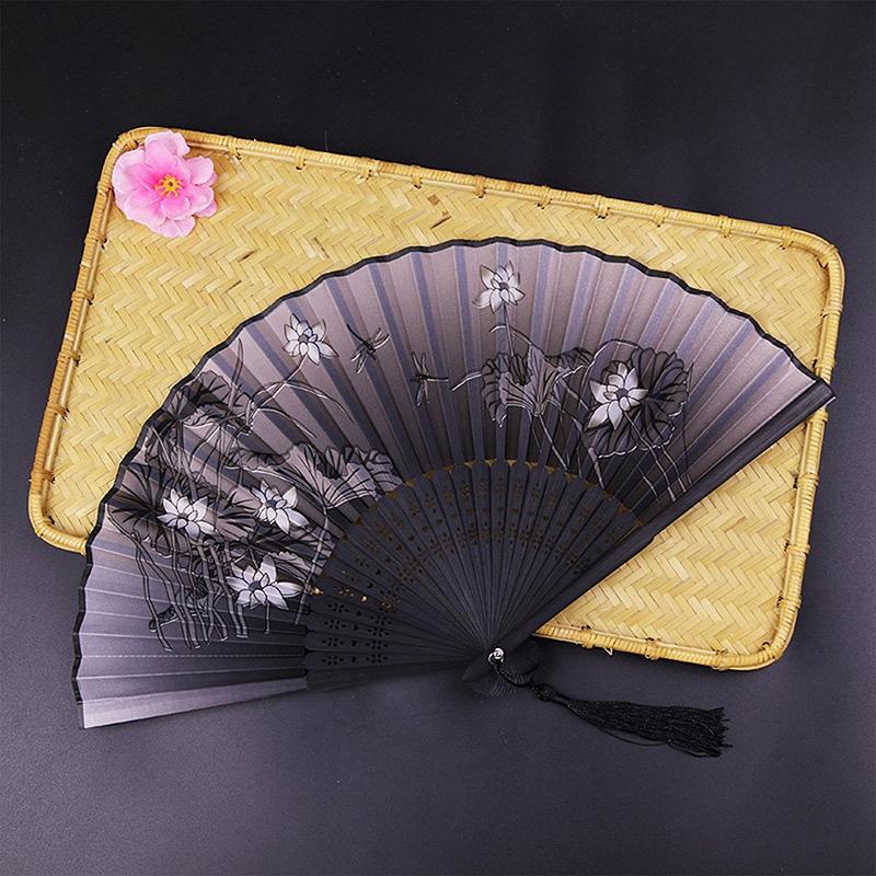 New Chinese Style Silk Fan Bamboo Antique Folding Fan Summer Female Dance Fan Portable Fan Hand Fan Durable Household