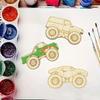 Ornamento de Carro Off-Road de Madeira Inacabado DIY
