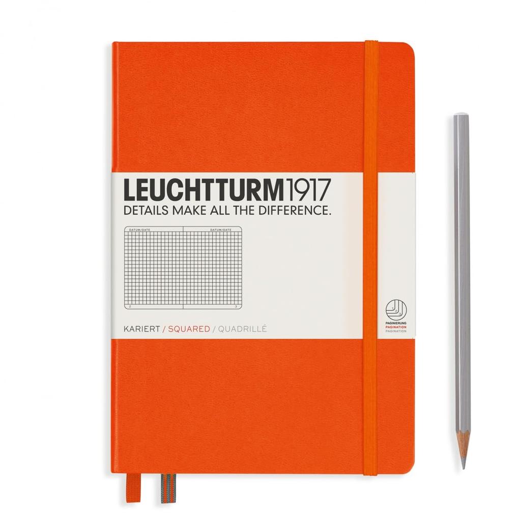 Leuchtturm A5 Notebook with Officially Imported Grid, Orange, 342935,