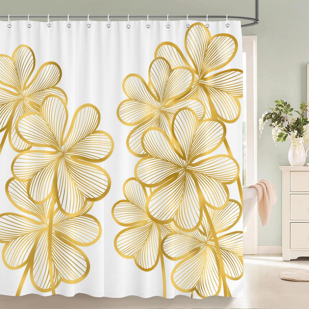 Einfacher Nordischer Stil Blätter Palmenblatt Druck Badezimmer Duschvorhang Polyester Wasserdicht Heimdekorationsvorhang Mit Haken