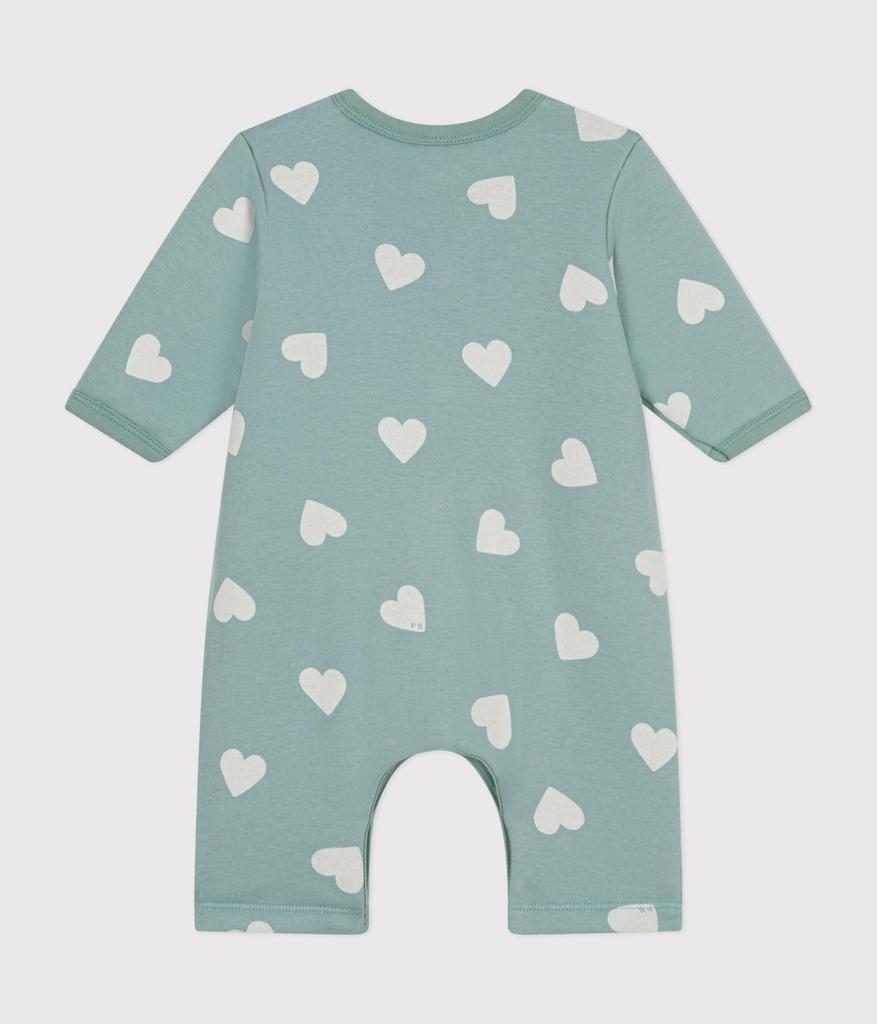 Heart Print Footless Romper A0DAN Light White 6 months 67cm [Petit Bateau] Green/Milky